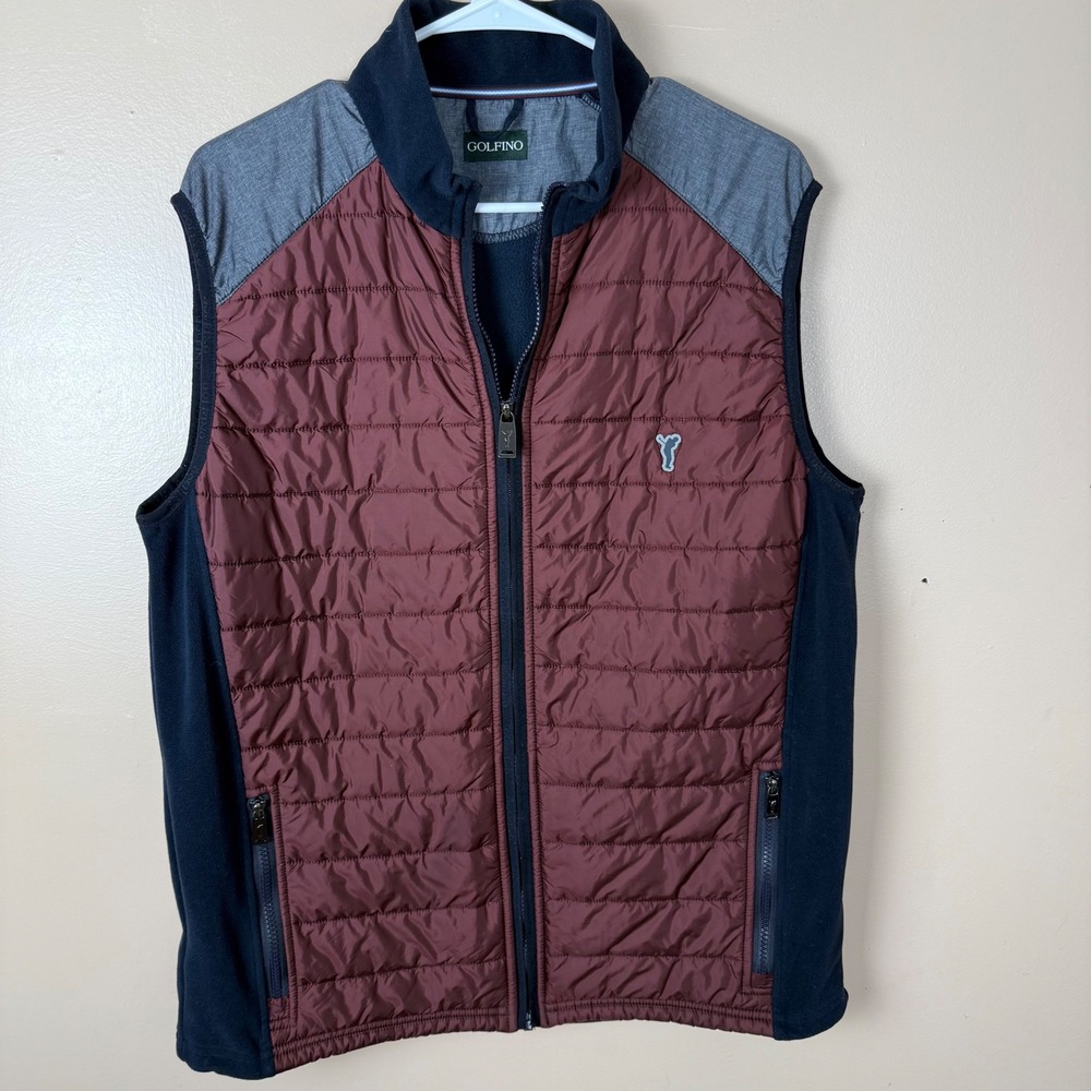 SALE GOLFINO Mens XL Vest Full‎ Zip Puffer Quilted Golf Sleeveless Jacket